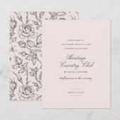 Blush Pink Floral Elegant Wedding Reception Informatiekaartje (Voorkant / Achterkant)
