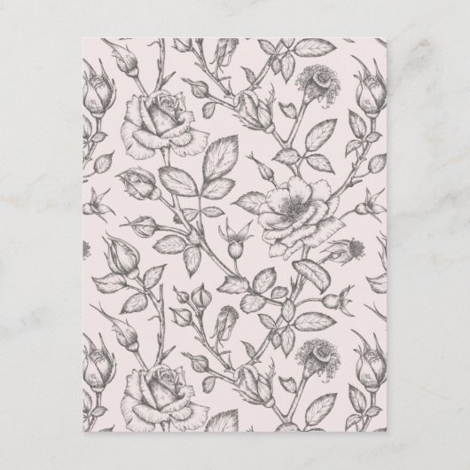 Blush Pink Floral Elegant Wedding Reception Informatiekaartje (Achterkant)