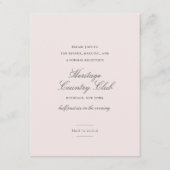 Blush Pink Floral Elegant Wedding Reception Informatiekaartje (Voorkant)