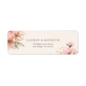 Blush Pink Floral Elegant Wedding Retour Adres Etiket (Voorkant)