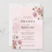 Blush Pink Floral Elegante bruiloft uitnodiging (Voorkant)