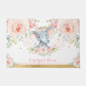 Blush Pink Floral Elephant Baby Girl Nursery Room Deurmat (Voorkant)