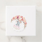 Blush Pink Floral Elephant Baby shower Birthday Bedankjes Labels (In situ)