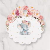 Blush Pink Floral Elephant Baby shower Birthday Bedankjes Labels (Achterkant)