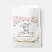 Blush Pink Floral Elephant Baby shower Birthday Bedankzakje (Voorkant)