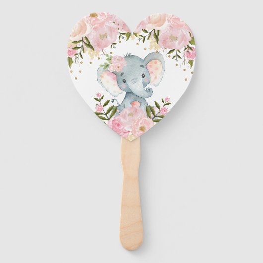 Blush Pink Floral Elephant Baby shower Birthday Handwaaier (Voorkant)