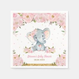 Blush Pink Floral Elephant Baby shower Birthday N Servet