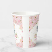 Blush Pink Floral Elephant Baby shower Birthday Papieren Bekers (Links)