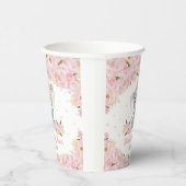 Blush Pink Floral Elephant Baby shower Birthday Papieren Bekers (Rechts)