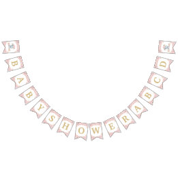 Blush Pink Floral Elephant Baby shower Birthday Vlaggetjes