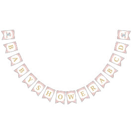 Blush Pink Floral Elephant Baby shower Birthday Vlaggetjes