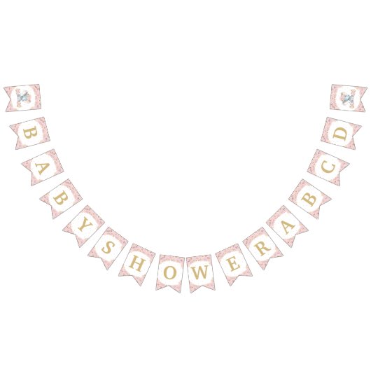 Blush Pink Floral Elephant Baby shower Birthday Vlaggetjes (Alle)