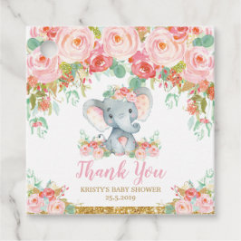 Blush Pink Floral Elephant Baby shower Dank u Bedankjes Labels