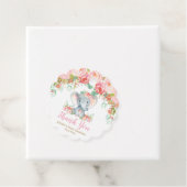 Blush Pink Floral Elephant Baby shower Dank u Bedankjes Labels (In situ)