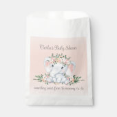 Blush Pink Floral Elephant Baby shower Dank u Bedankzakje (Voorkant)