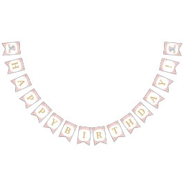 Blush Pink Floral Elephant Birthday Baby shower Vlaggetjes