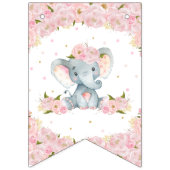 Blush Pink Floral Elephant Birthday Baby shower Vlaggetjes (Eerste vlag)