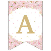 Blush Pink Floral Elephant Birthday Baby shower Vlaggetjes (Derde vlag)