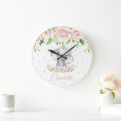 Blush Pink Floral Elephant Girl Nursery Grote Klok (Huis)