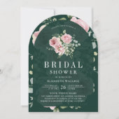 Blush Pink Floral Emerald Green Bridal Shower Kaart (Voorkant)