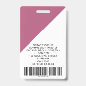 Blush Pink Floral Employee Photo Logo Barcode Badge (Achterkant)