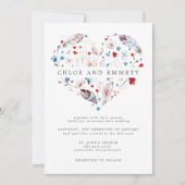 Blush Pink Floral en Feather Boho Heart Wedding Kaart (Voorkant)