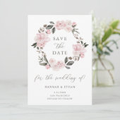 Blush Pink Floral en kalligrafie | WATERVERF Save The Date (Staand voorkant)