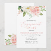 Blush Pink Floral Engagement Party Kaart (Voorkant / Achterkant)