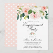 blush pink floral Engagement party uitnodiging (Voorkant / Achterkant)