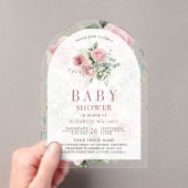 Blush Pink Floral Eucalyptus Baby shower Acryl Uitnodigingen (Insitu (Draagbaar))