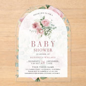 Blush Pink Floral Eucalyptus Baby shower Acryl Uitnodigingen (Voorkant)