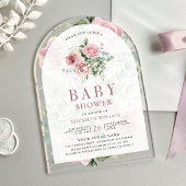 Blush Pink Floral Eucalyptus Baby shower Acryl Uitnodigingen