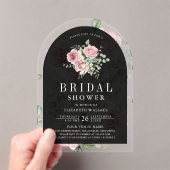 Blush Pink Floral Eucalyptus Black Bridal Shower Acryl Uitnodigingen (Insitu (Draagbaar))