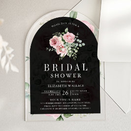 Blush Pink Floral Eucalyptus Black Bridal Shower Acryl Uitnodigingen