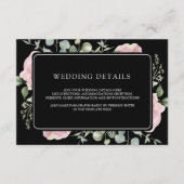 Blush Pink Floral Eucalyptus Black Wedding Details Informatiekaartje (Voorkant)