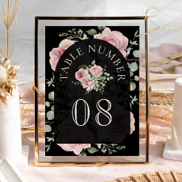 Blush Pink Floral Eucalyptus Black Wedding Kaart