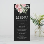 Blush Pink Floral Eucalyptus Black Wedding Menu (Staand voorkant)