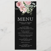 Blush Pink Floral Eucalyptus Black Wedding Menu (Voorkant)