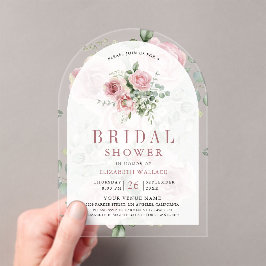 Blush Pink Floral Eucalyptus Bridal Shower Acryl Uitnodigingen