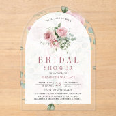 Blush Pink Floral Eucalyptus Bridal Shower Acryl Uitnodigingen (Voorkant)