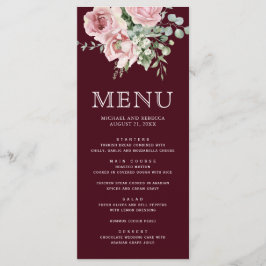 Blush Pink Floral Eucalyptus Burgundy Wedding Menu