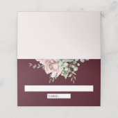 Blush Pink Floral Eucalyptus Burgundy Wedding Plaatskaartje (Buitenkant ongevouwen)