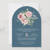 Blush Pink Floral Eucalyptus Dusty Blue Wedding Kaart (Voorkant)