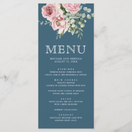 Blush Pink Floral Eucalyptus Dusty Blue Wedding Menu