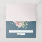 Blush Pink Floral Eucalyptus Dusty Blue Wedding Plaatskaartje (Buitenkant ongevouwen)