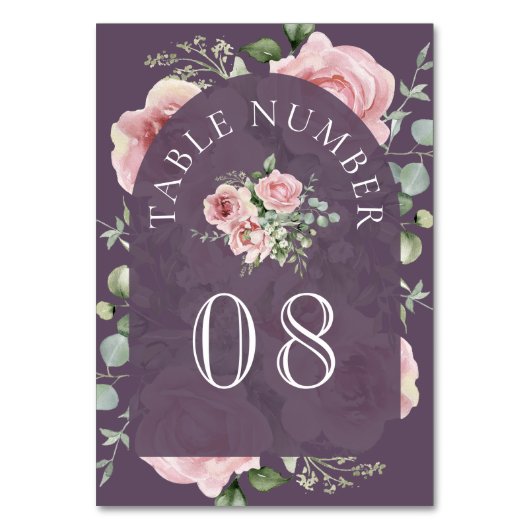 Blush Pink Floral Eucalyptus Dusty Purple Wedding Kaart (Voorkant)