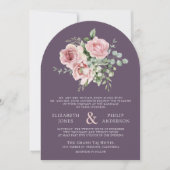 Blush Pink Floral Eucalyptus Dusty Purple Wedding Kaart (Voorkant)