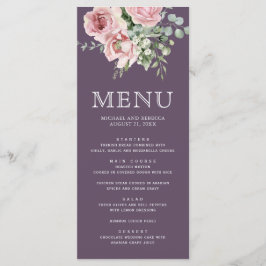 Blush Pink Floral Eucalyptus Dusty Purple Wedding Menu