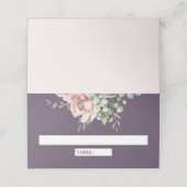 Blush Pink Floral Eucalyptus Dusty Purple Wedding Plaatskaartje (Buitenkant ongevouwen)