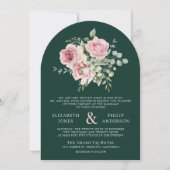 Blush Pink Floral Eucalyptus Emerald Green Wedding Kaart (Voorkant)